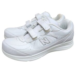 New Balance Men's 577 V1 Hook and Loop Walking Shoe White Leather 10.5 Wide